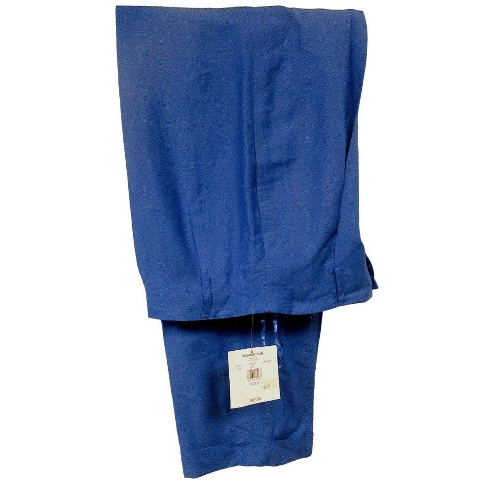 Embassy Row Sportswear Blue Linen Blend Fully Lined Pants Cuffed Hem Sz 8 NEW